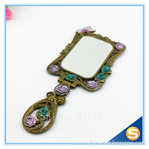 New style Vintage folding carry-on makeup mirror handle vanity mirror princess small mirror